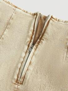 SHEIN MOD Falda vaquera mini con abertura lateral, informal, para mujer