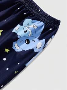 Conjunto de pijama con Top de manga corta con estampado de koala y letras + pantalones para niño preadolescente