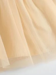 SHEIN Vestido de malla sin mangas con estampado de moño para niña bebé