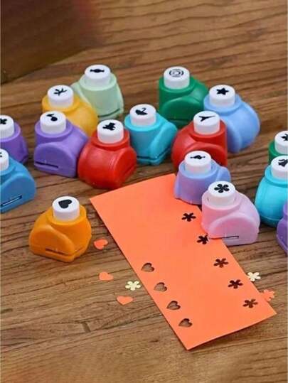 6pcs Mini Embossing Punch Set, Mixed Color, Creative Portable Paper Cutting & Embossing Tools For DIY Scrapbooking, Greeting Cards, And Journal Decoration Back To School,Back To School,School Supplies