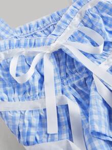 SHEIN MOD 女士蓝色格子系带吊带背心、可爱春季背心、夏季上衣