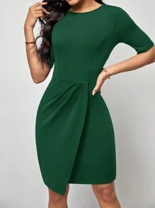 SHEIN Clasi Vestido ajustado envolvente de color liso elegante para mujer