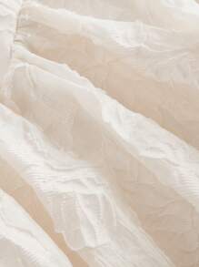 SHEIN MOD Women's Apricot Textured Open Shoulder Short Dress, Casual Summer Date Dress,Graduation Dress,Summer Clothes, Puffy Dress. Reception Dress For Bride,White Graduation Dress