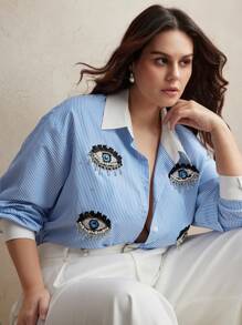 Anewsta Top décontracté à manches longues, couleur unie avec boutons devant, tailles grandes, port quotidien printemps