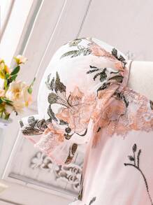 Tween Girl' Sweetheart Collar Short Sleeve Floral Embroidered Casual Elegant Dress - Multicolor - View 4