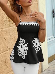 Breezaya Women's Elegant Black Patterned Camisole