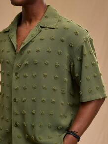 Forever 21 Camicia boxy oversize e accorciata da uomo in jacquard geometrico verde