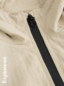 SHEIN 2 pièces Ensemble veste à capuche zippée et pantalon à imprimé lettres manches longues pour adolescentes - Kaki - Voir 9