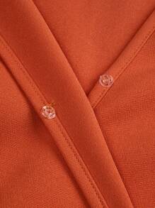 Maweii Spring And Summer Women's Shirts, Business Casual, Work Shirts, Embroidered Brown Shirts, Draped Cutting And Shaping Ruffle Tops - Orange - View 7