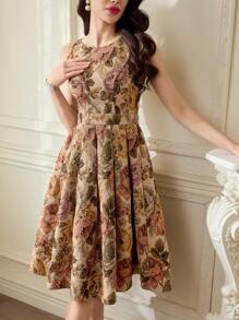 Vintamour Vestido de mujer vintage y elegante, vestido sin mangas de brocado para vacaciones, conjunto de verano para mujer, vestido de graduación, vestidos de cumpleaños para mujer, vestidos de verano para mujer, vestidos formales para mujer, vestidos para mujer, conjuntos de cumpleaños elegantes para mujer, vestido de invitada de boda, vestido de verano para mujer, vestidos elegantes para mujer, ropa de iglesia para mujer, vestido de vacaciones, ropa de verano para mujer, atuendo de crucero, vestidos para mujer, vestidos de fiesta y graduación para mujer, vestidos de primavera para mujer