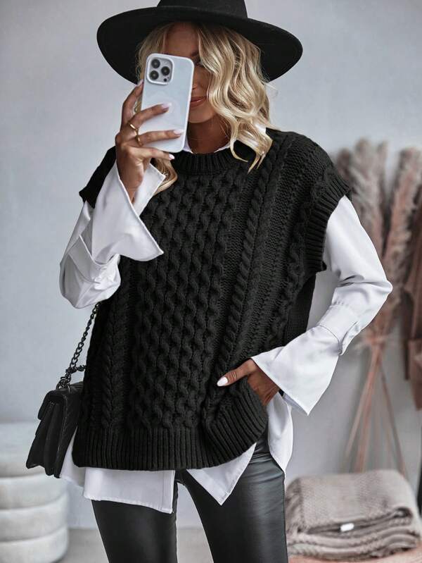 EMERY ROSE Colete Feminino De Malha Sem Mangas Com Cabo