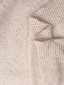 SHEIN CURVE+ Pull ample femme à manches longues avec dentelle contrastée, pull casual en tricot pour l'automne/l'hiver - Nude - Voir 7