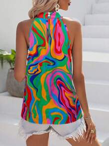 Breezaya Camicia casual da vacanza con stampa colorata e collo a canottiera