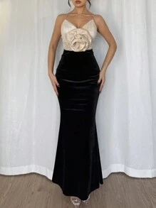 Calvaya Vestido elegante y sexy con tirantes 3D con estampado floral