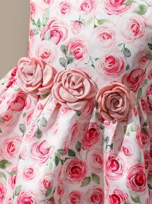 SHEIN Robe de jeune fille à manches volantées avec imprimé de fleurs Ditsy pour Pâques, Glow Young