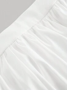 SHEIN MOD Quần short Bloomer siêu ngắn màu trắng dễ thương, quần mini nữ, trang phục hẹn hò, ngày lễ tình nhân - trắng - Xem 3