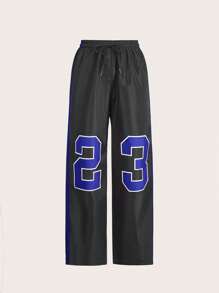 Muchica Pantalones anchos de mujer con estampado numérico tejido - Multicolor - Ver 7