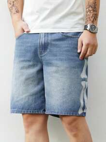 Manfinity Homme Pantalones cortos vaqueros de corte holgado casual con múltiples bolsillos para hombre - Azul - Ver 6