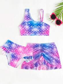 Ensemble tenue quotidienne de jeune fille décontractée : débardeur, culottes, mini-jupe, maillot de bain simple et