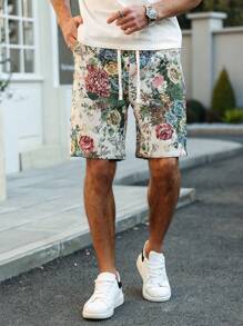 Manfinity Homme Men's Casual Floral Jacquard Drawstring Waist Shorts - Multicolor - View 6