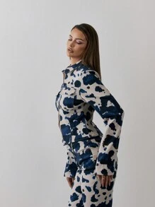 MUSERA Áo khoác denim dài tay in họa tiết bò sữa cổ bẻ, khóa kéo đôi, eo thon, phong cách mùa xuân thập niên 90, Y2K, dễ thương, gợi cảm, mùa hè, kiểu miền Tây, đi nghỉ mát, lễ hội, hòa nhạc, Ibiza, họa tiết bắt mắt, đi chơi đêm, mùa đông sang trọng. - Nhiều màu - Xem 3