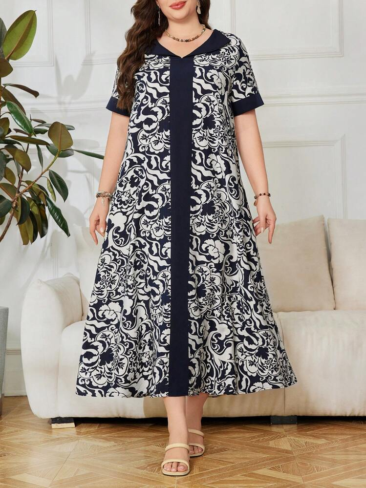 Lacomfia فستان كاجوال يومي طباعة زهور عشوائية، تصم...