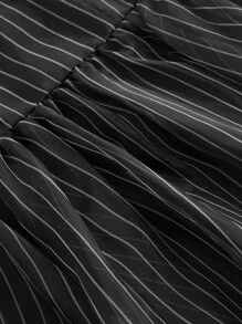 SHEIN MOD Striped Organza Puff Sleeve Dress With Palace Collar,Spring/Summer Outfits For Women,Vacation Outfits,Cute,Boho,Elegant,Wedding Guest,Tie,Casual,Business Casual Woman,Western Wear Women,Old Money Style,Business Casual Woman,Office Outfits For Women,Graduation Dress