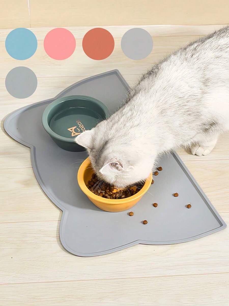 SHEIN 1 pièce Tapis d'alimentation pour animaux de compagnie en silicone de haute qualité - conception anti-dérapante et étanche pour une alimentation sans gâchis, facile à nettoyer, idéal pour les chats et les chiens, taille parfaite pour tous les bols, gardez votre sol propre et sec