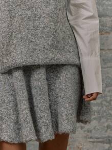 MUSERA Textured High Rise Floaty Pleat Knit Skater Skirt - Green - View 5