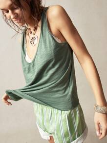 Bohemela Áo ba lỗ dệt kim màu trơn cho nữ, trang phục thường ngày đơn giản và thời trang - Xám - Xem 4