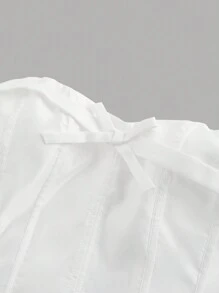 SHEIN MOD Top de túnica blanca con lazo delantero y tiras posteriores, Top para fiesta, Top para el Día de San Valentín, Top de Año Nuevo, Top para salir, Top de verano, ropa de vacaciones - Blanco - Ver 3