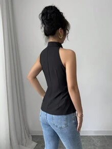 Chiquease Ärmellose Damen Bluse mit einfarbigem 3D Blumendekor im neuen chinesischen Stil