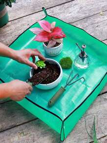 1pc Green Plant Repotting Mat,Foldable Gardening Mat For Indoor Potted Plants & Succulent Care,Waterproof Thickened Pe Mat,Easy To Clean, Large Foldable Plant Pot Cushion