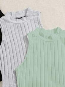 SHEIN EZwear 3 Pack Mock Neck Rib-knit Tank Top