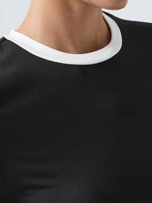 LYSMO Women Contrast Color Trimmed Bodysuit, Simple And Versatile For Daily Wear In Spring And Summer