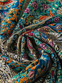 SHEIN LUNE Plus Size Women's Colorful Printed Woven Wide Leg Pants, Suitable For Spring/Summer Vacation, St. Patrick's Day, Rave, Festival, Spring Break, Boho - Multicolor - View 5