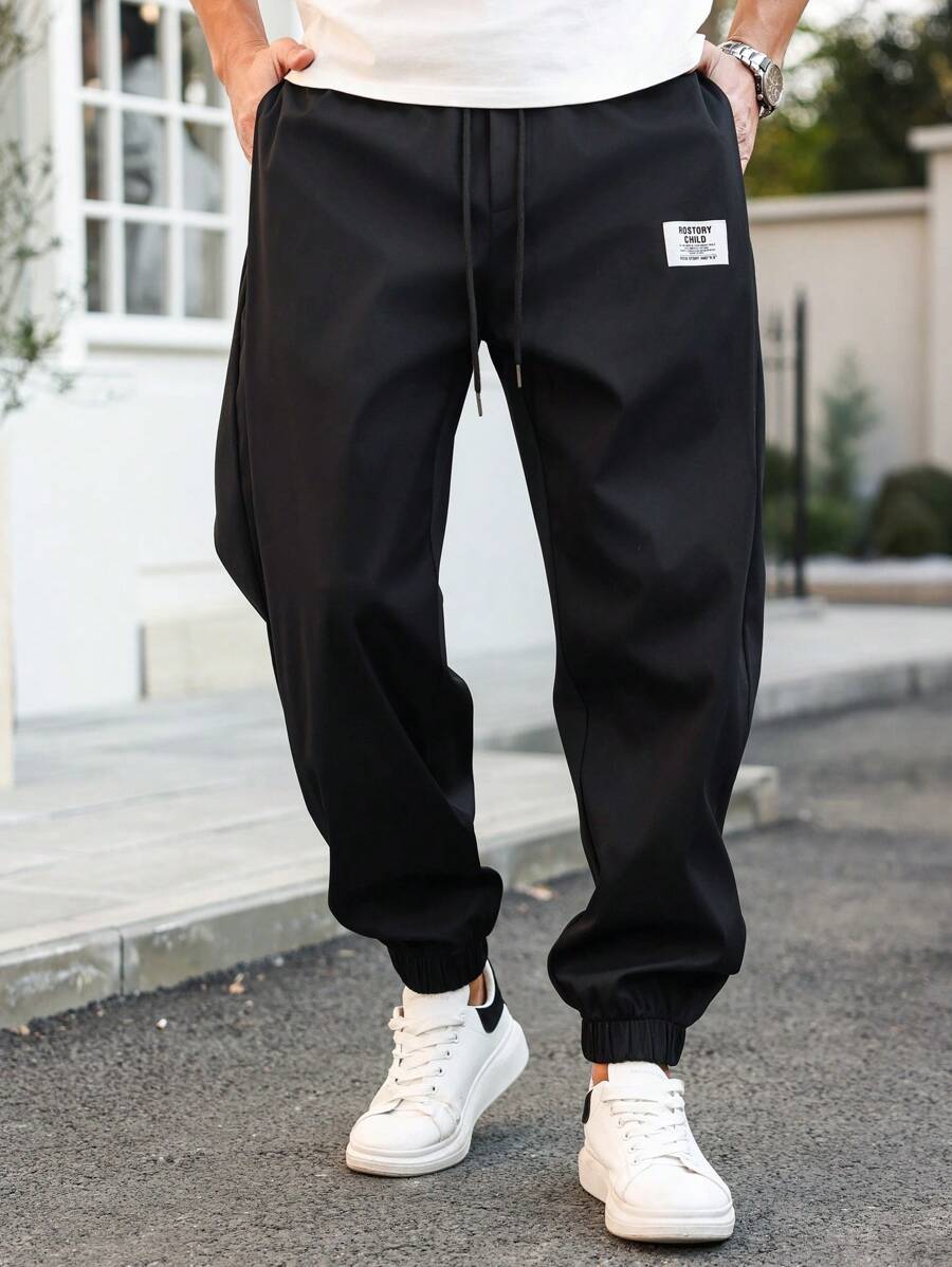 Manfinity Homme 男士字母印花抽绳腰及踝休闲裤