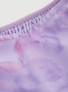 SHEIN MOD Women's Purple Tie-Dye Puff Sleeve Bow Dress, Tropical Resort Style Women's Wear, Spring/Summer Women's Wear, Beachwear, Resort Wear, Carnival Wear, 90s Style Clothing, Bridal Gown, Elegant Wedding Dress, Classic Dress, Sundress, Resort Dress, Women's Formal Dress/Party Dress - Multicolor - View 8