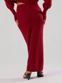 MUSERA Knitted Maxi Sweater Skirt  Chic - Burgundy - View 2
