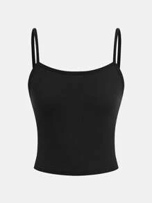 SHEIN Girlism Conjunto de 3 piezas para niña preadolescente: Camiseta de tirantes, Top corto de tirantes, Top sin tirantes - Negro - Ver 5