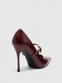 CUCCOO BIZCHIC 女士优雅简约尖头高跟鞋 - 酒紅色 - 查看 4