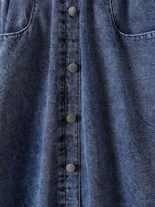 SHEIN 年轻女孩休闲口袋牛仔雨伞裙，女童春夏休闲度假乡村波西米亚风服装，女童沙滩装