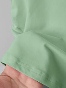 Teen Girls' Bow Print Ruched Short Sleeve Casual T-Shirt - Green - View 3