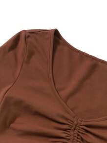 SHEIN EZwear Solid Drawstring Ruched Tee