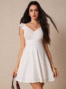 Poéselle Vestido de verano para mujer de unicolor sin mangas con volantes en la cintura, vestido de verano romántico para boda, vacaciones, vestido corto lindo, vestido de estilo lechero, vestido de volantes, vestido de playa, vestido de boda, vestido para fiesta del té, vestido de graduación, vestido blanco para homecoming, vestido blanco de graduación, vestido pastel