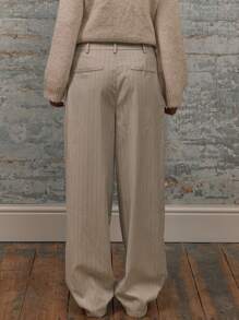 MUSERA Tapered Tailored Barrel Leg Pleat Detail Trousers With Pockets And Belt Loops Old Money Summer Chic Elegant - Khaki - View 4