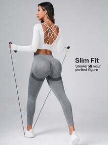 Easithlete Letter Graphic Batwing Sleeve Sports Tee Workout Tops Gym Topworkout Tank Top - White - View 3