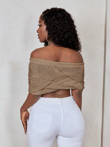 BamGleam Ladies Knit Top (Hand-Knitted, With ±3CM Deviation) - Khaki - View 2