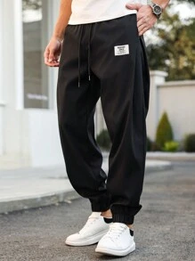 Manfinity Homme 男士字母印花抽绳腰及踝休闲裤