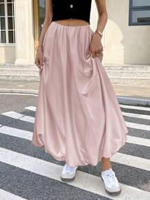 Serisse 女士纯色休闲日常铅笔裙，简约时尚 - 粉色 - 查看 5